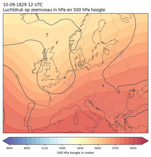 Weerkaart van 10 september 1829 om 12 UTC