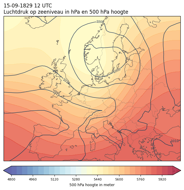 Weerkaart van 15 september 1829 om 12 UTC
