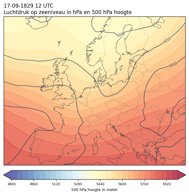 Weerkaart van 17 september 1829 om 12 UTC