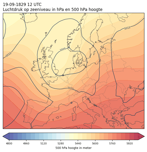 Weerkaart van 19 september 1829 om 12 UTC