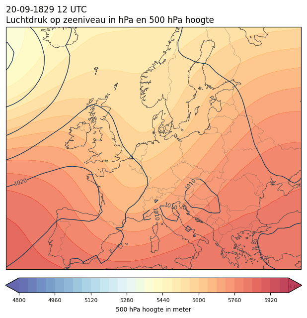 Weerkaart van 20 september 1829 om 12 UTC