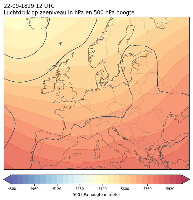 Weerkaart van 22 september 1829 om 12 UTC