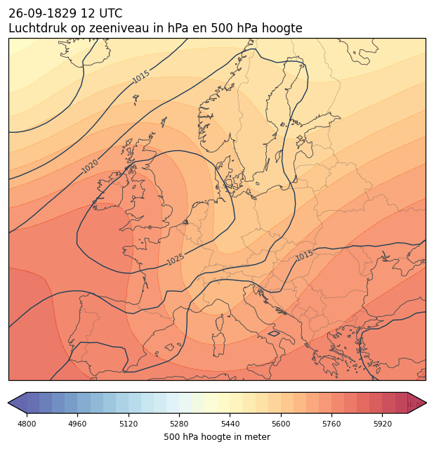 Weerkaart van 26 september 1829 om 12 UTC