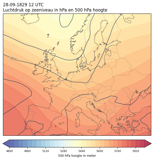 Weerkaart van 28 september 1829 om 12 UTC