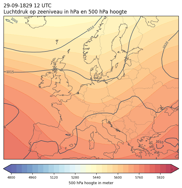 Weerkaart van 29 september 1829 om 12 UTC