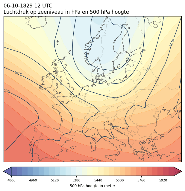 Weerkaart van 6 oktober 1829 om 12 UTC