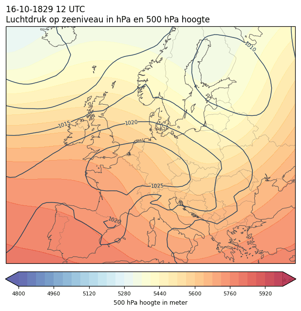 Weerkaart van 16 oktober 1829 om 12 UTC