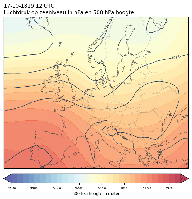 Weerkaart van 17 oktober 1829 om 12 UTC