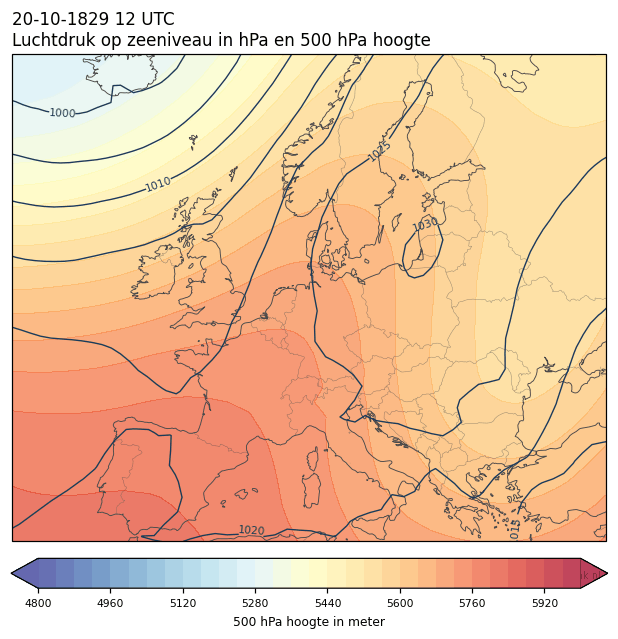 Weerkaart van 20 oktober 1829 om 12 UTC