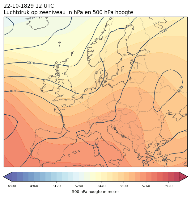 Weerkaart van 22 oktober 1829 om 12 UTC