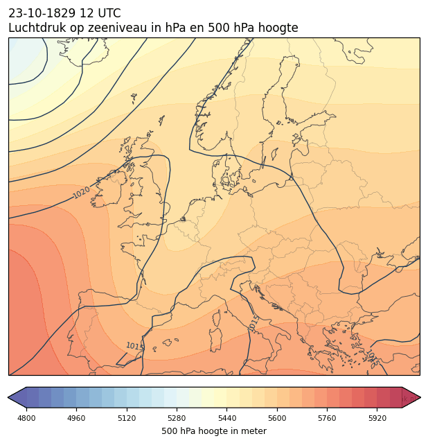 Weerkaart van 23 oktober 1829 om 12 UTC