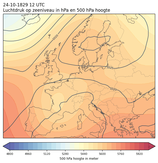 Weerkaart van 24 oktober 1829 om 12 UTC