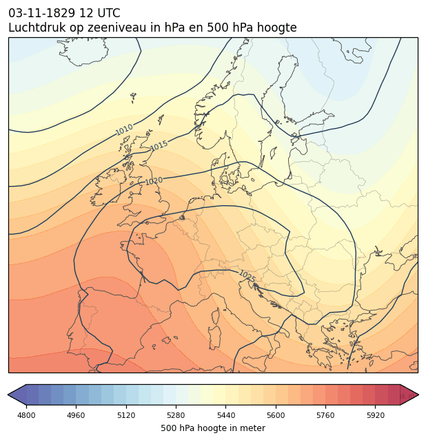 Weerkaart van 3 november 1829 om 12 UTC