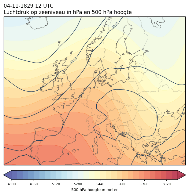 Weerkaart van 4 november 1829 om 12 UTC