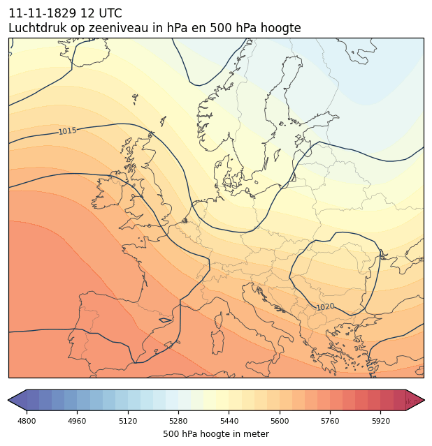 Weerkaart van 11 november 1829 om 12 UTC