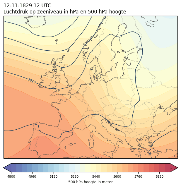 Weerkaart van 12 november 1829 om 12 UTC