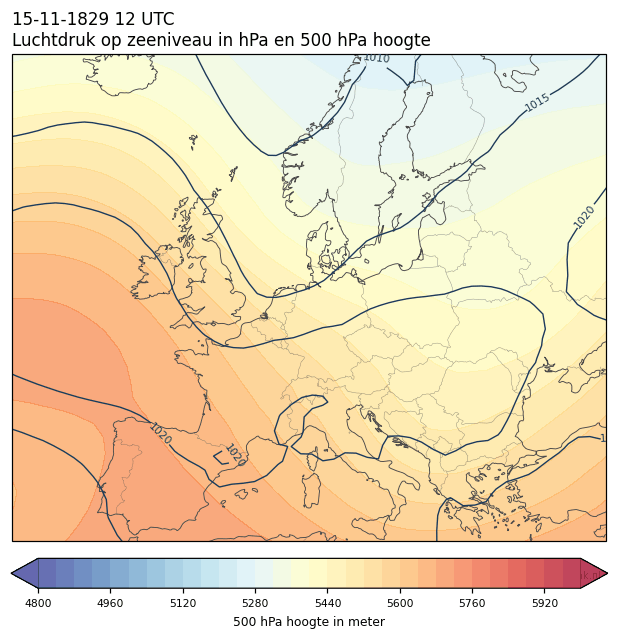 Weerkaart van 15 november 1829 om 12 UTC