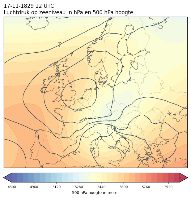 Weerkaart van 17 november 1829 om 12 UTC