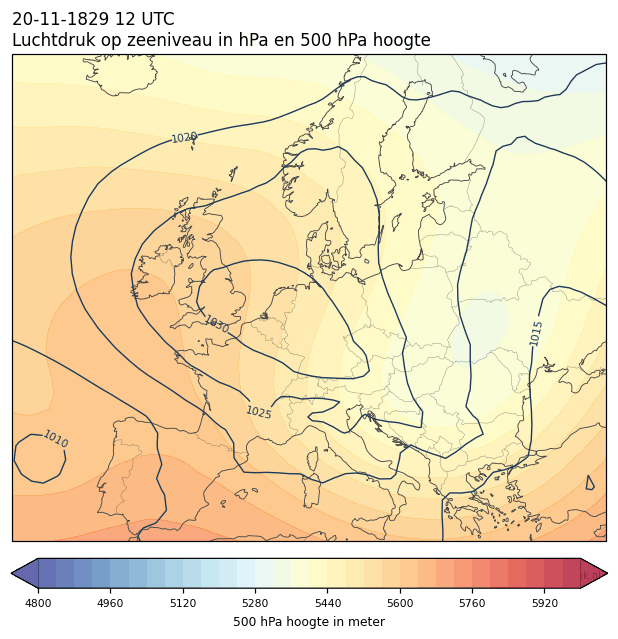 Weerkaart van 20 november 1829 om 12 UTC