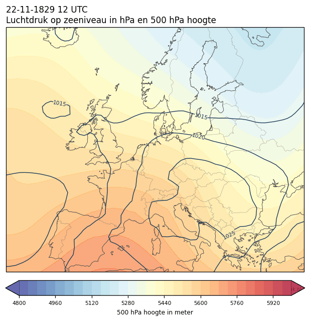 Weerkaart van 22 november 1829 om 12 UTC