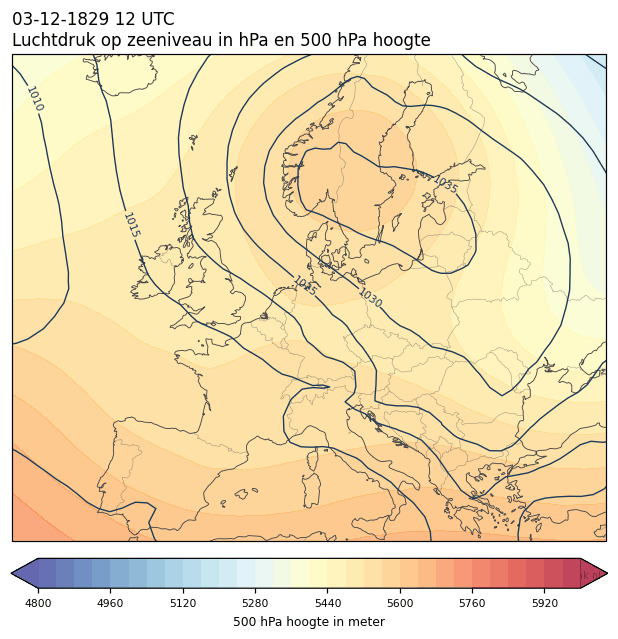 Weerkaart van 3 december 1829 om 12 UTC