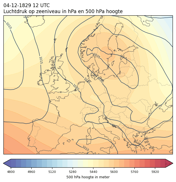 Weerkaart van 4 december 1829 om 12 UTC