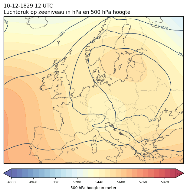 Weerkaart van 10 december 1829 om 12 UTC