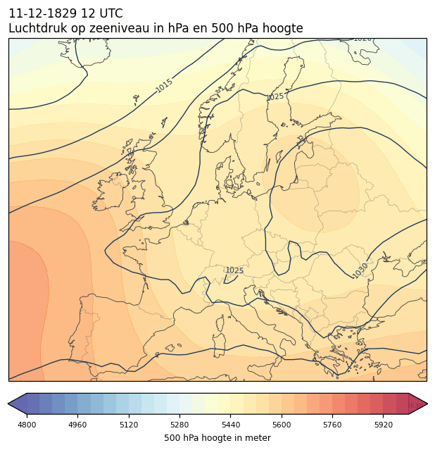 Weerkaart van 11 december 1829 om 12 UTC
