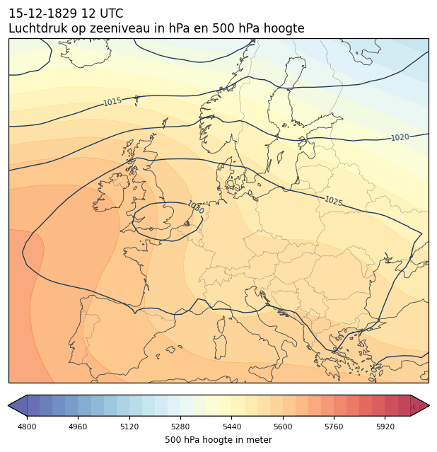 Weerkaart van 15 december 1829 om 12 UTC