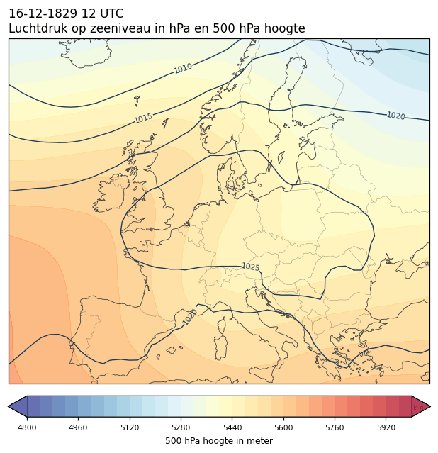 Weerkaart van 16 december 1829 om 12 UTC