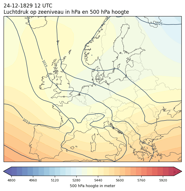 Weerkaart van 24 december 1829 om 12 UTC