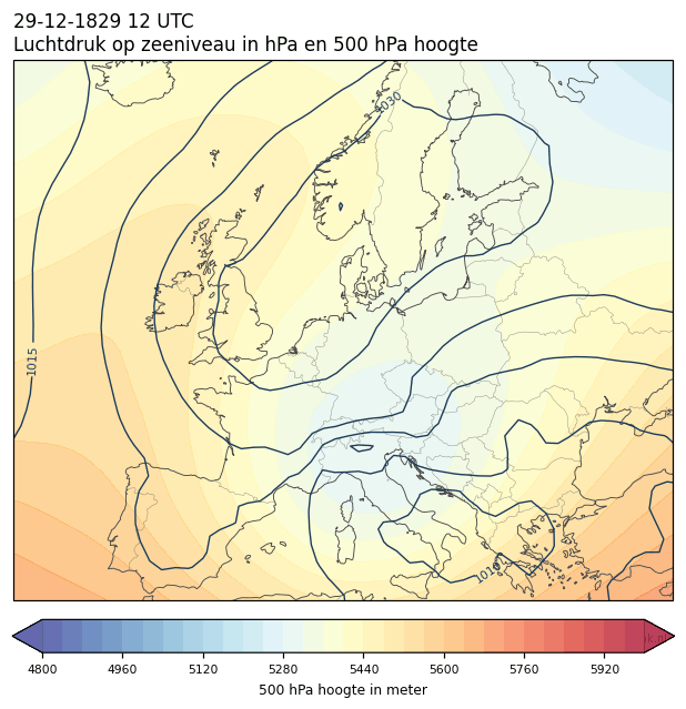 Weerkaart van 29 december 1829 om 12 UTC