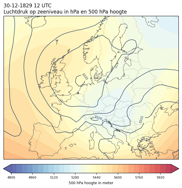 Weerkaart van 30 december 1829 om 12 UTC