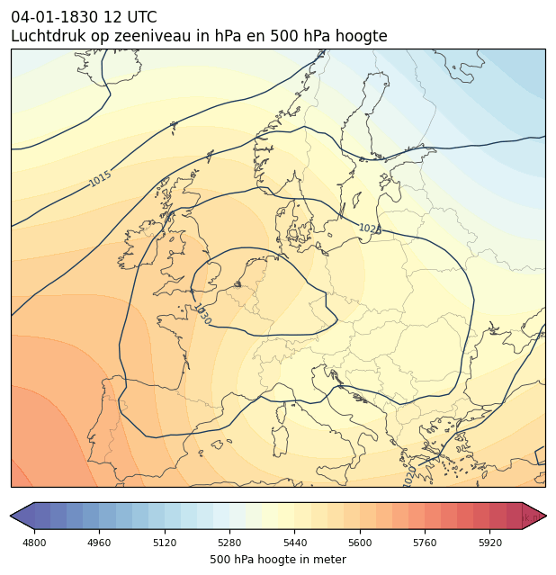 Weerkaart van 4 januari 1830 om 12 UTC