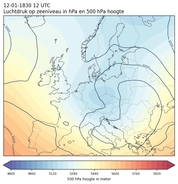 Weerkaart van 12 januari 1830 om 12 UTC