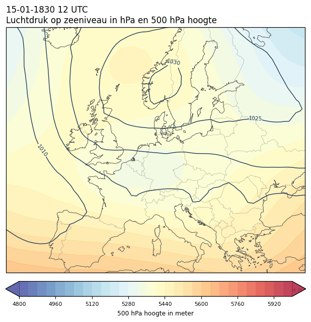 Weerkaart van 15 januari 1830 om 12 UTC