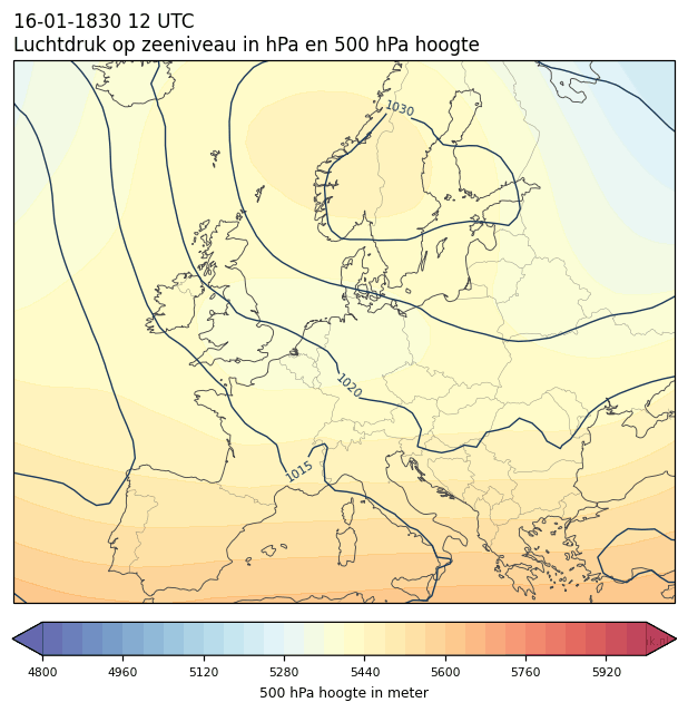 Weerkaart van 16 januari 1830 om 12 UTC