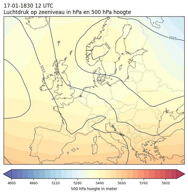 Weerkaart van 17 januari 1830 om 12 UTC