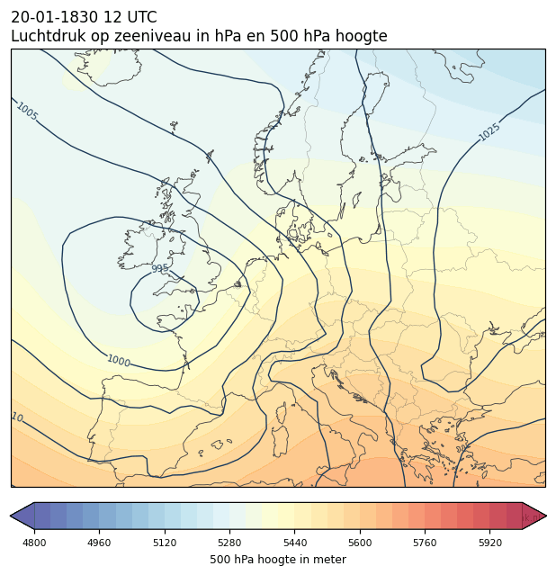 Weerkaart van 20 januari 1830 om 12 UTC