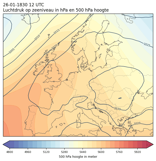 Weerkaart van 26 januari 1830 om 12 UTC