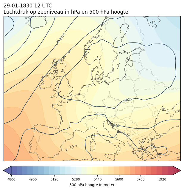 Weerkaart van 29 januari 1830 om 12 UTC
