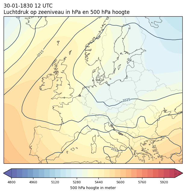 Weerkaart van 30 januari 1830 om 12 UTC