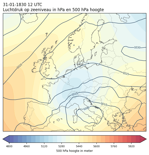 Weerkaart van 31 januari 1830 om 12 UTC
