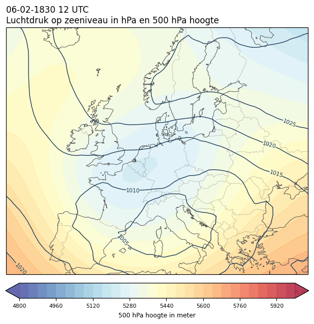 Weerkaart van 6 februari 1830 om 12 UTC