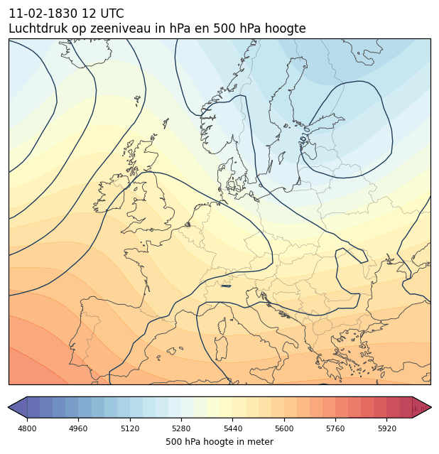 Weerkaart van 11 februari 1830 om 12 UTC