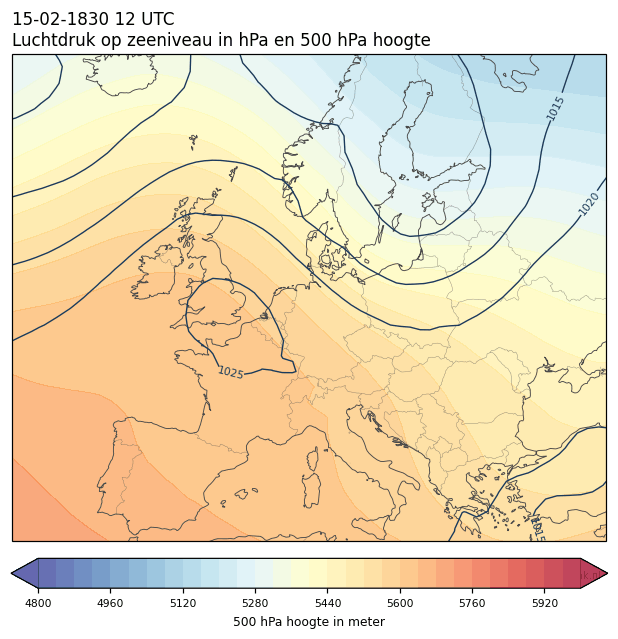 Weerkaart van 15 februari 1830 om 12 UTC