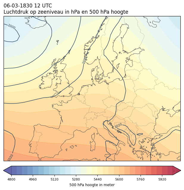 Weerkaart van 6 maart 1830 om 12 UTC