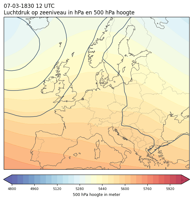 Weerkaart van 7 maart 1830 om 12 UTC