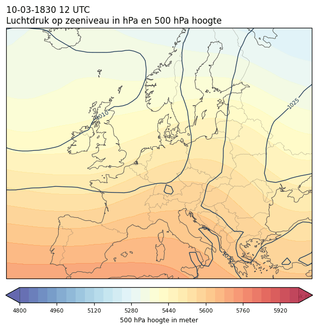 Weerkaart van 10 maart 1830 om 12 UTC