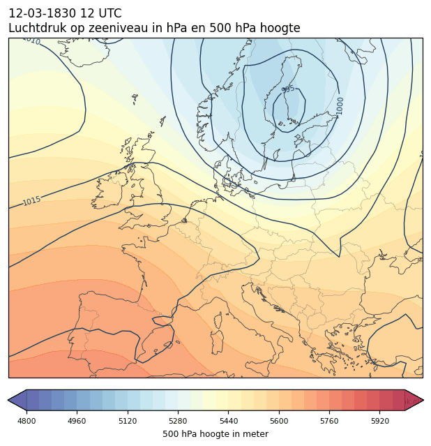 Weerkaart van 12 maart 1830 om 12 UTC